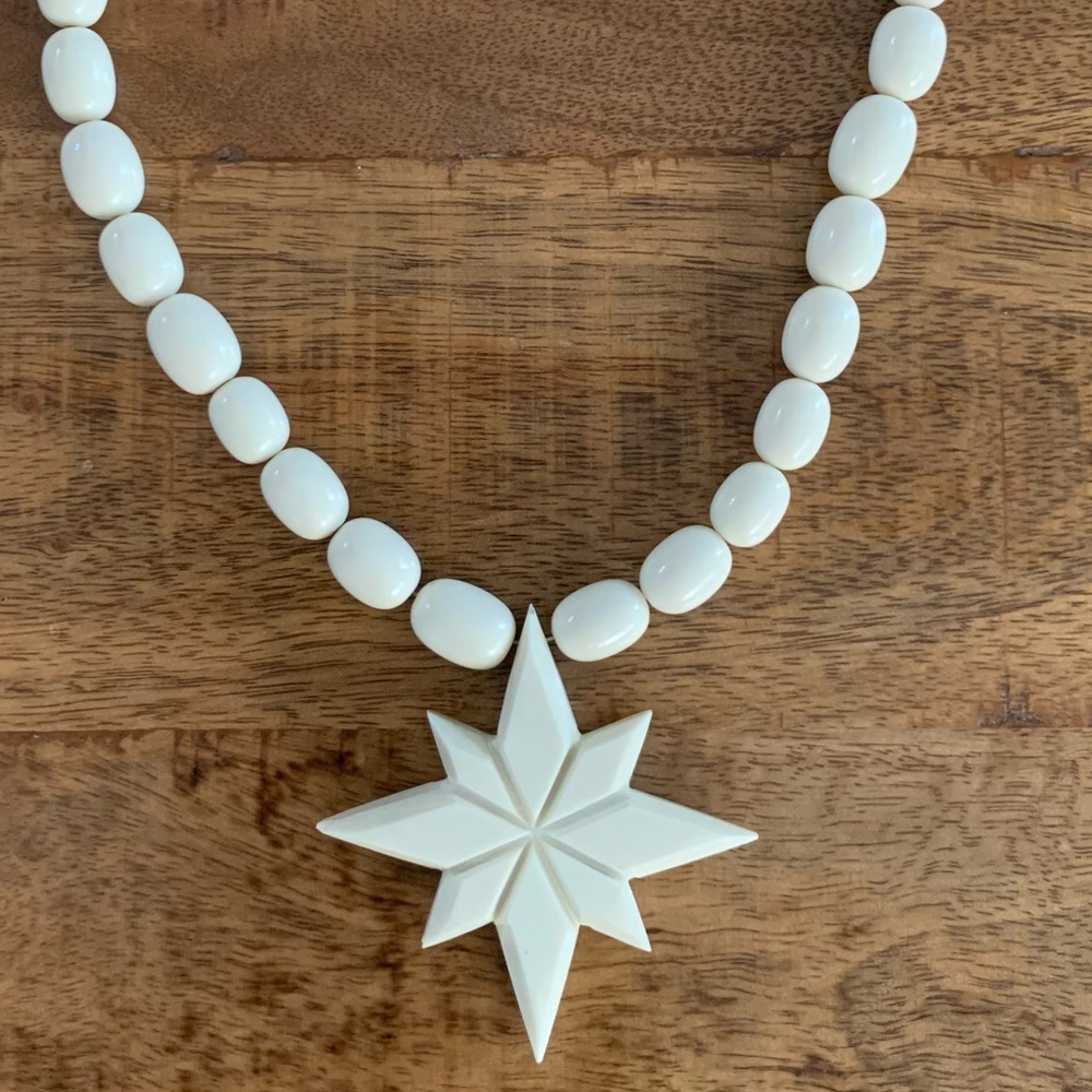 White Beaded Star Necklace